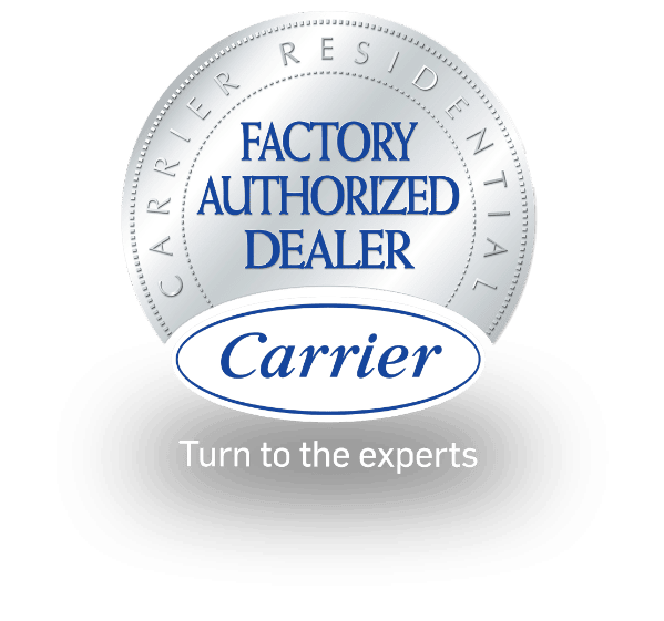 Factory Authorized Dealer, Carrier logo. Provided to Complete Heating & Sheet Metal in Spokane, Washington.