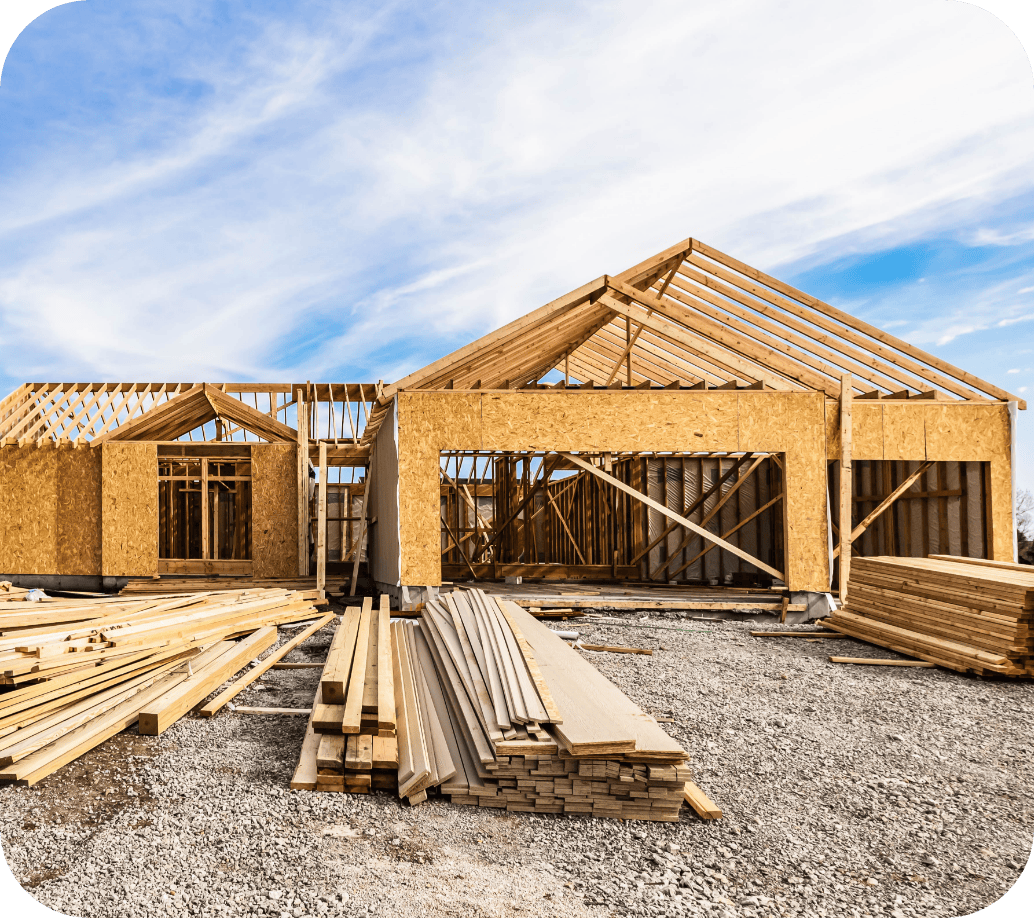 Image of a home being built in Spokane, Washington. Used for Complete Heating & Sheet Metal's HVAC new construction service.